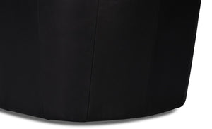 Sarreid Coolidge Leather Swivel Chair In Onyx Black - Stylish Comfort With Wood Accents & Nailhead Trim Black  54116