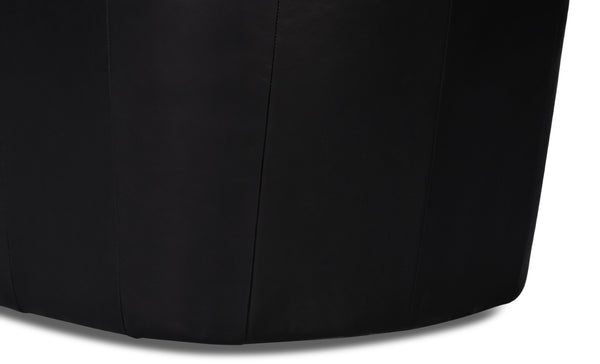 Sarreid Coolidge Leather Swivel Chair In Onyx Black - Stylish Comfort With Wood Accents & Nailhead Trim Black  54116