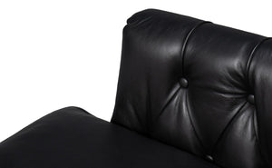 Sarreid Coolidge Leather Swivel Chair In Onyx Black - Stylish Comfort With Wood Accents & Nailhead Trim Black  54116