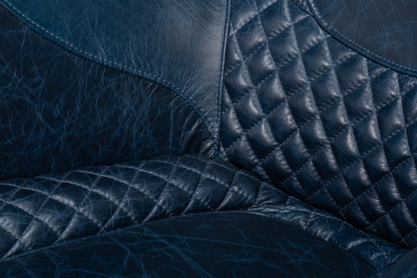 Sarreid Hera Arm Chair In Luxurious Chateau Blue Leather – Stylish Fabricated Frame For Elegant Interiors Blue  54117