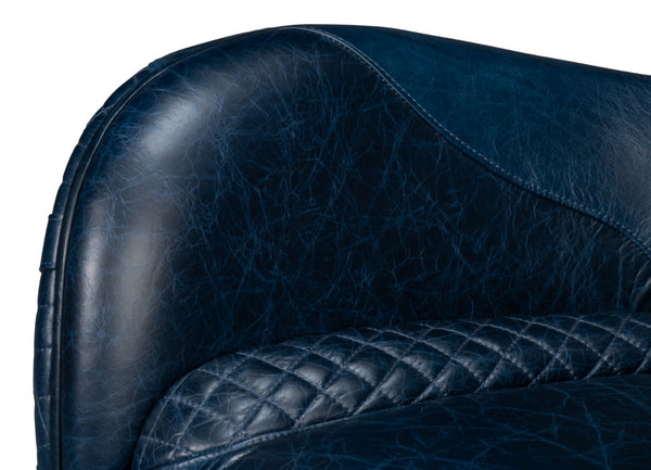 Sarreid Hera Arm Chair In Luxurious Chateau Blue Leather – Stylish Fabricated Frame For Elegant Interiors Blue  54117