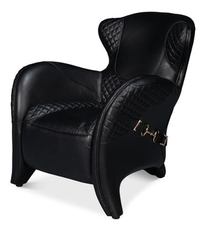 Sarreid Hera Arm Chair Onyx Black - Luxurious Top Grain Leather With Contemporary Fabricated Frame Design Black  54118