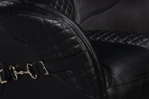 Sarreid Hera Arm Chair Onyx Black - Luxurious Top Grain Leather With Contemporary Fabricated Frame Design Black  54118