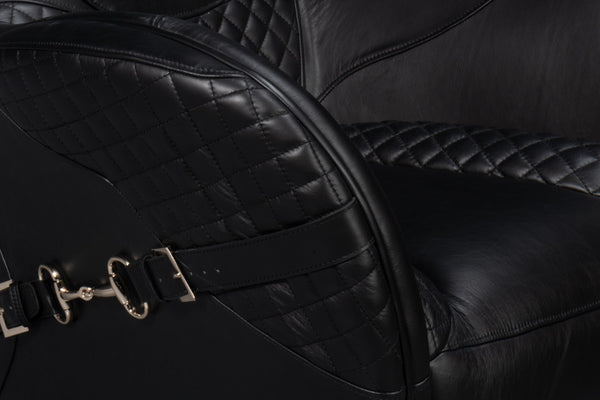 Sarreid Hera Arm Chair Onyx Black - Luxurious Top Grain Leather With Contemporary Fabricated Frame Design Black  54118