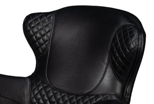 Sarreid Hera Arm Chair Onyx Black - Luxurious Top Grain Leather With Contemporary Fabricated Frame Design Black  54118
