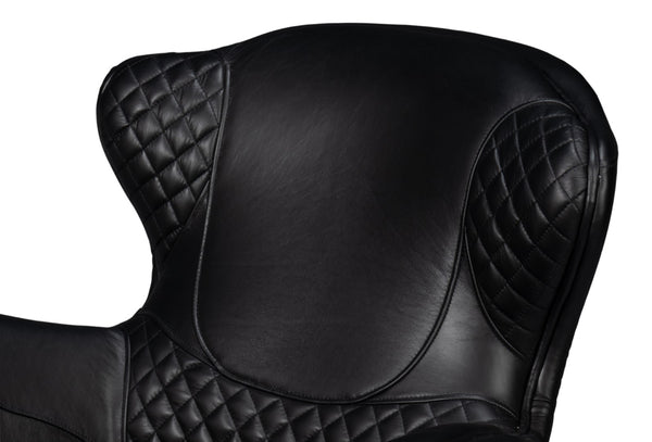 Sarreid Hera Arm Chair Onyx Black - Luxurious Top Grain Leather With Contemporary Fabricated Frame Design Black  54118