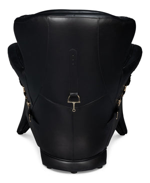 Sarreid Hera Arm Chair Onyx Black - Luxurious Top Grain Leather With Contemporary Fabricated Frame Design Black  54118