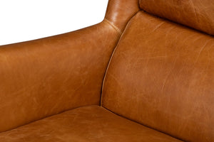 Sarreid Elite Wing Lounge Chair In Luxurious Cuba Brown Leather - Premium Comfort With Sturdy Rubber Wood Brown  54119