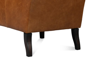 Sarreid Elite Wing Lounge Chair In Luxurious Cuba Brown Leather - Premium Comfort With Sturdy Rubber Wood Brown  54119