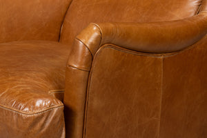 Sarreid Elite Wing Lounge Chair In Luxurious Cuba Brown Leather - Premium Comfort With Sturdy Rubber Wood Brown  54119