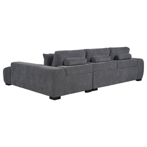 English Elm Plather Luxe Upholstered Sectional with Right Chaise, Grid-Tufted Reversible Cushions & Sturdy Block Legs Charcoal grey B062S01356