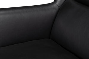 Sarreid Elite Wing Lounge Chair In Onyx Black – Luxurious Top Grain Leather & Sturdy Rubber Wood Frame Black  54120