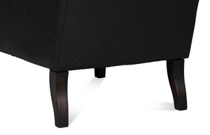 Sarreid Elite Wing Lounge Chair In Onyx Black – Luxurious Top Grain Leather & Sturdy Rubber Wood Frame Black  54120