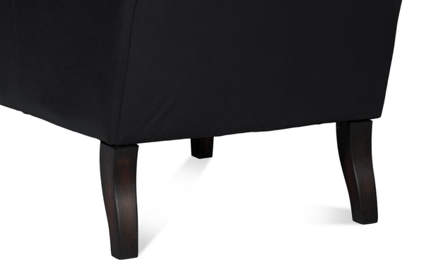 Sarreid Elite Wing Lounge Chair In Onyx Black – Luxurious Top Grain Leather & Sturdy Rubber Wood Frame Black  54120