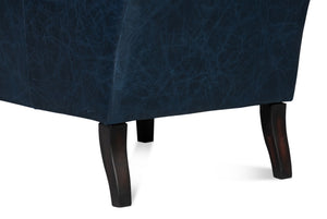 Sarreid Elite Wing Lounge Chair In Chateau Blue Leather - Luxurious Comfort With Durable Rubber Wood Frame Blue  54121