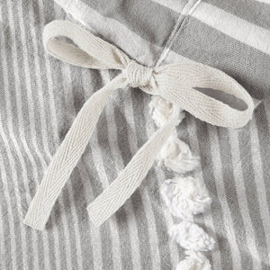 English Elm 3-piece Cotton Yarn Dyed Duvet Cover Set with Jacquard Pompom Stripe Bedding Grey B035P482894