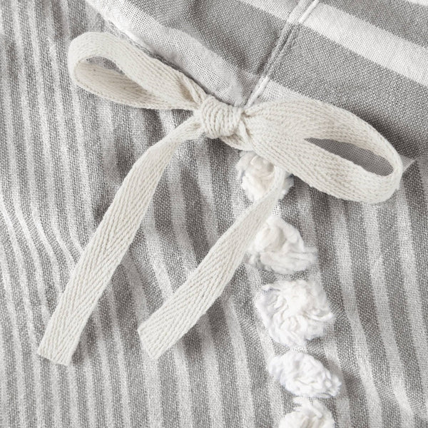 English Elm 3-piece Cotton Yarn Dyed Duvet Cover Set with Jacquard Pompom Stripe Bedding Grey B035P482894
