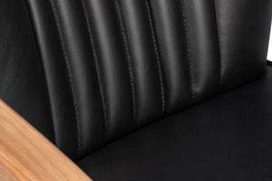 Sarreid Brooks Swivel Chair - Stylish Onyx Black Leather With Elegant Oak Base & Durable Metal Frame Black  54123