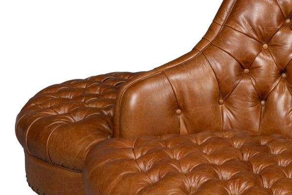 Sarreid Lobby Sofa Cuba Brown - Luxurious Leather Comfort With Elegant Design, Durable Rubber Wood Frame Brown  54124