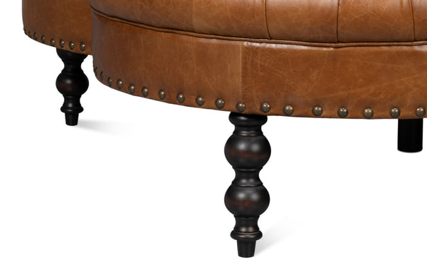 Sarreid Lobby Sofa Cuba Brown - Luxurious Leather Comfort With Elegant Design, Durable Rubber Wood Frame Brown  54124