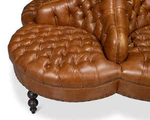 Sarreid Lobby Sofa Cuba Brown - Luxurious Leather Comfort With Elegant Design, Durable Rubber Wood Frame Brown  54124