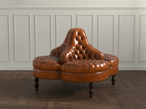 Sarreid Lobby Sofa Cuba Brown - Luxurious Leather Comfort With Elegant Design, Durable Rubber Wood Frame Brown  54124