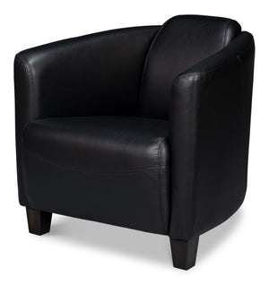 Sarreid Mandy Arm Chair - Elegant Onyx Black Leather With Sturdy Wood Frame For Stylish Home Comfort Black  54125