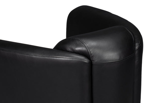 Sarreid Mandy Arm Chair - Elegant Onyx Black Leather With Sturdy Wood Frame For Stylish Home Comfort Black  54125