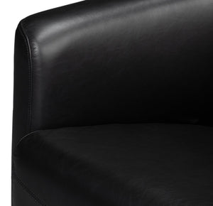 Sarreid Mandy Arm Chair - Elegant Onyx Black Leather With Sturdy Wood Frame For Stylish Home Comfort Black  54125