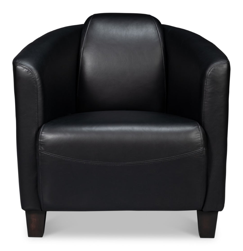 Sarreid Mandy Arm Chair - Elegant Onyx Black Leather With Sturdy Wood Frame For Stylish Home Comfort Black  54125
