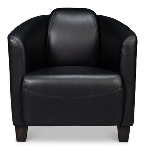 Sarreid Mandy Arm Chair - Elegant Onyx Black Leather With Sturdy Wood Frame For Stylish Home Comfort Black  54125
