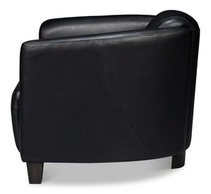Sarreid Mandy Arm Chair - Elegant Onyx Black Leather With Sturdy Wood Frame For Stylish Home Comfort Black  54125