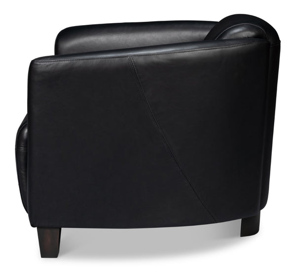 Sarreid Mandy Arm Chair - Elegant Onyx Black Leather With Sturdy Wood Frame For Stylish Home Comfort Black  54125