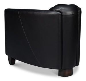 Sarreid Mandy Arm Chair - Elegant Onyx Black Leather With Sturdy Wood Frame For Stylish Home Comfort Black  54125