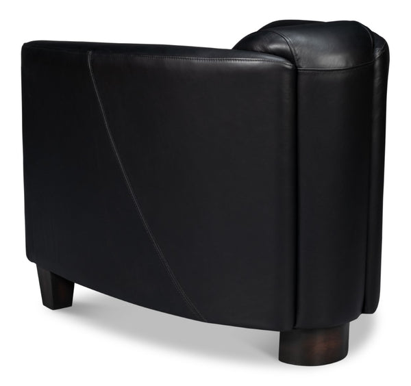 Sarreid Mandy Arm Chair - Elegant Onyx Black Leather With Sturdy Wood Frame For Stylish Home Comfort Black  54125