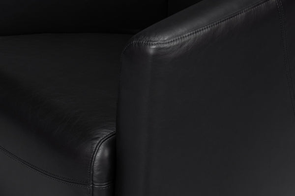 Sarreid Mandy Arm Chair - Elegant Onyx Black Leather With Sturdy Wood Frame For Stylish Home Comfort Black  54125