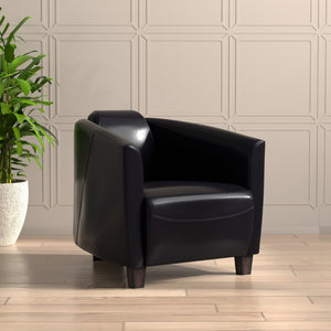 Sarreid Mandy Arm Chair - Elegant Onyx Black Leather With Sturdy Wood Frame For Stylish Home Comfort Black  54125