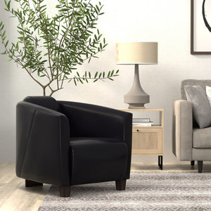 Sarreid Mandy Arm Chair - Elegant Onyx Black Leather With Sturdy Wood Frame For Stylish Home Comfort Black  54125