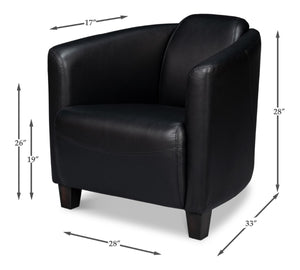 Sarreid Mandy Arm Chair - Elegant Onyx Black Leather With Sturdy Wood Frame For Stylish Home Comfort Black  54125