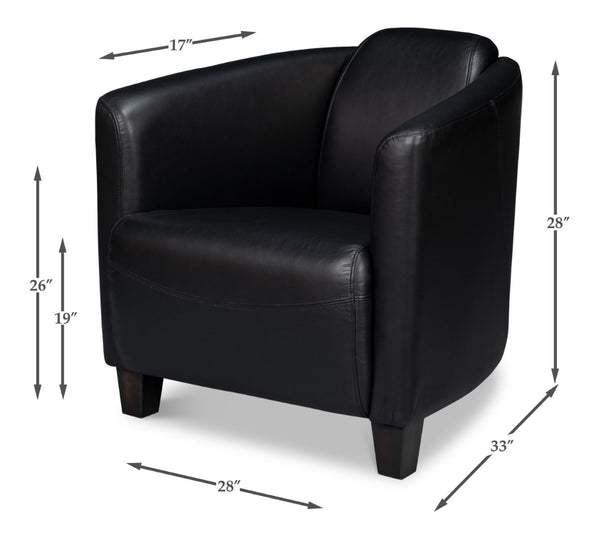Sarreid Mandy Arm Chair - Elegant Onyx Black Leather With Sturdy Wood Frame For Stylish Home Comfort Black  54125