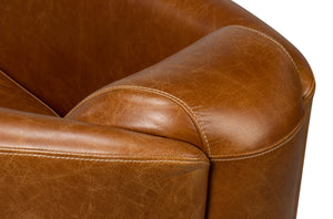 Sarreid Mandy Arm Chair - Luxurious Cuba Brown Leather With Elegant Wood Frame For Stylish Living Spaces Brown  54126
