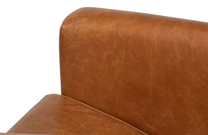 Sarreid Mandy Arm Chair - Luxurious Cuba Brown Leather With Elegant Wood Frame For Stylish Living Spaces Brown  54126