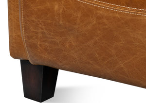 Sarreid Mandy Arm Chair - Luxurious Cuba Brown Leather With Elegant Wood Frame For Stylish Living Spaces Brown  54126