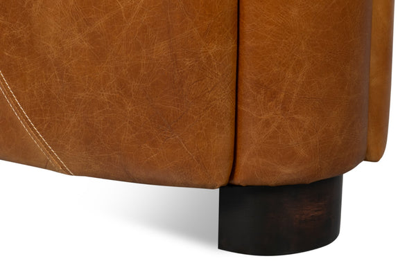 Sarreid Mandy Arm Chair - Luxurious Cuba Brown Leather With Elegant Wood Frame For Stylish Living Spaces Brown  54126