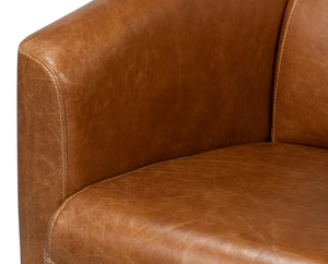Sarreid Mandy Arm Chair - Luxurious Cuba Brown Leather With Elegant Wood Frame For Stylish Living Spaces Brown  54126
