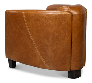 Sarreid Mandy Arm Chair - Luxurious Cuba Brown Leather With Elegant Wood Frame For Stylish Living Spaces Brown  54126