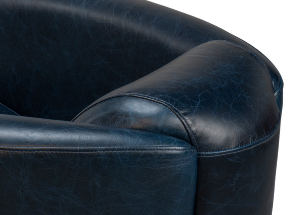 Sarreid Mandy Arm Chair In Elegant Chateau Blue Leather – Stylish Wood Frame For Modern Living Spaces Blue  54127