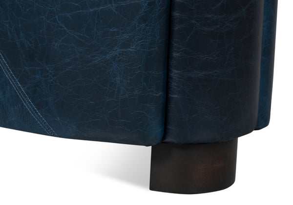 Sarreid Mandy Arm Chair In Elegant Chateau Blue Leather – Stylish Wood Frame For Modern Living Spaces Blue  54127