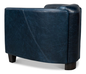 Sarreid Mandy Arm Chair In Elegant Chateau Blue Leather – Stylish Wood Frame For Modern Living Spaces Blue  54127
