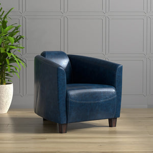 Sarreid Mandy Arm Chair In Elegant Chateau Blue Leather – Stylish Wood Frame For Modern Living Spaces Blue  54127